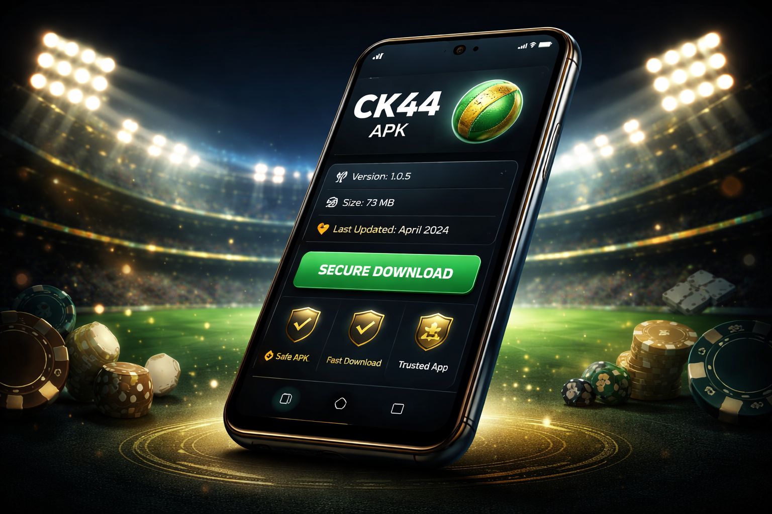 CK44 APK download information shown on a smartphone interface